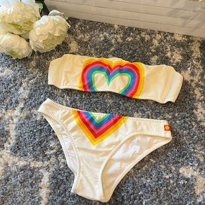 Rare Victoria’s Secret Salinas Rainbow Heart Strapless Bikini